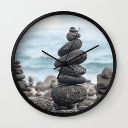 Chorten Rocks on Beach Wall Clock