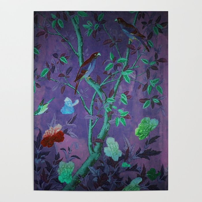 Aubergine & Teal Chinoiserie Poster