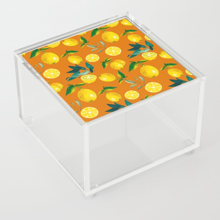 Summer, citrus ,Sicilian style ,lemon fruit pattern  Acrylic Box