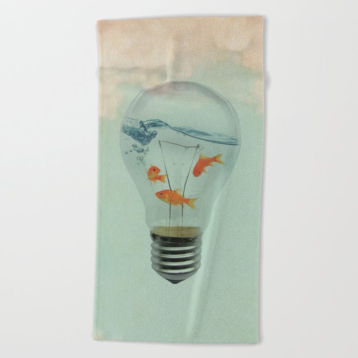 Light Bulb Goldfish Beach Towel By Nivpezz