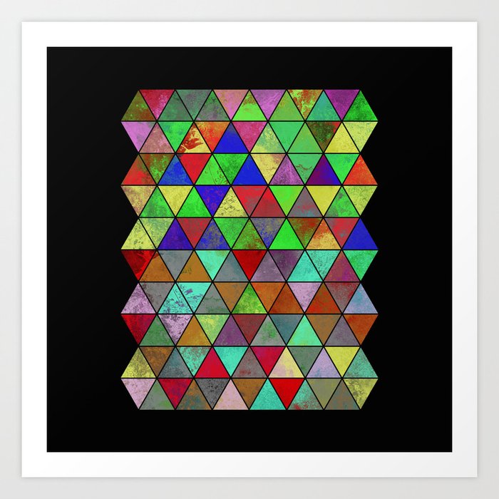 Textured Triangles 2 Abstract Geometric Textured Painting Art Print