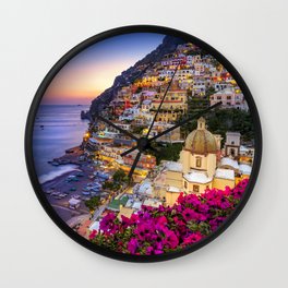 Positano Amalfi Coast Wall Clock | Digital, Color, Lereve, Coast, Amalficoast, Fishingtown, Design, Dream, Relaxing, Italy 