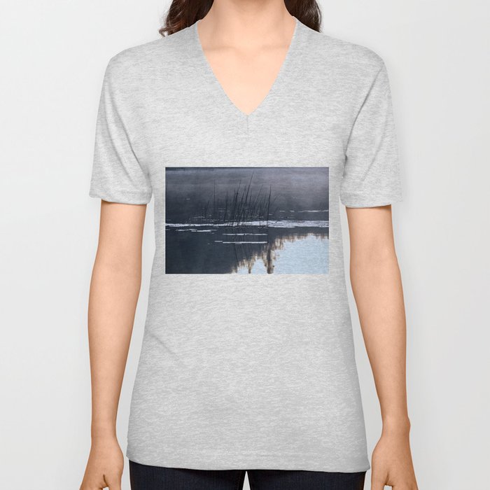 Mists on the Water V Neck T Shirt