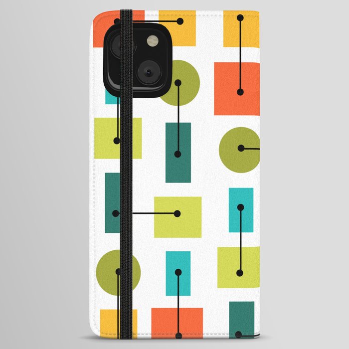 Atomic Age Simple Shapes Multicolored iPhone Wallet Case