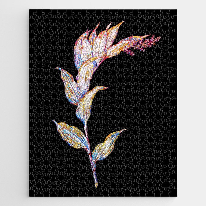 Floral Treacleberry Mosaic on Black Jigsaw Puzzle