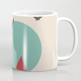 Retro Geometric Mountain Sunrise with Birds Coffee Mug