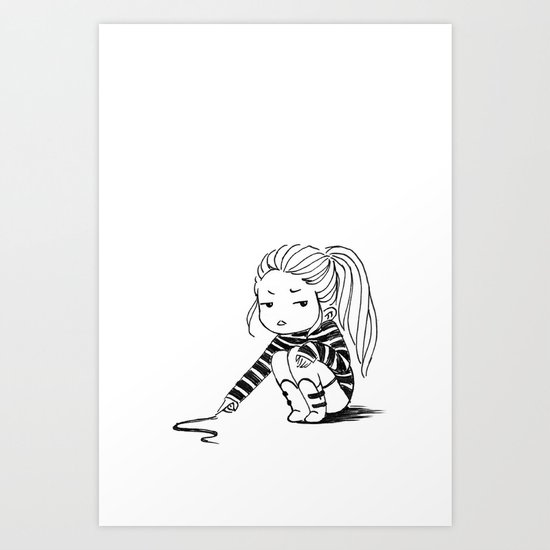 Bored Girl Art Print