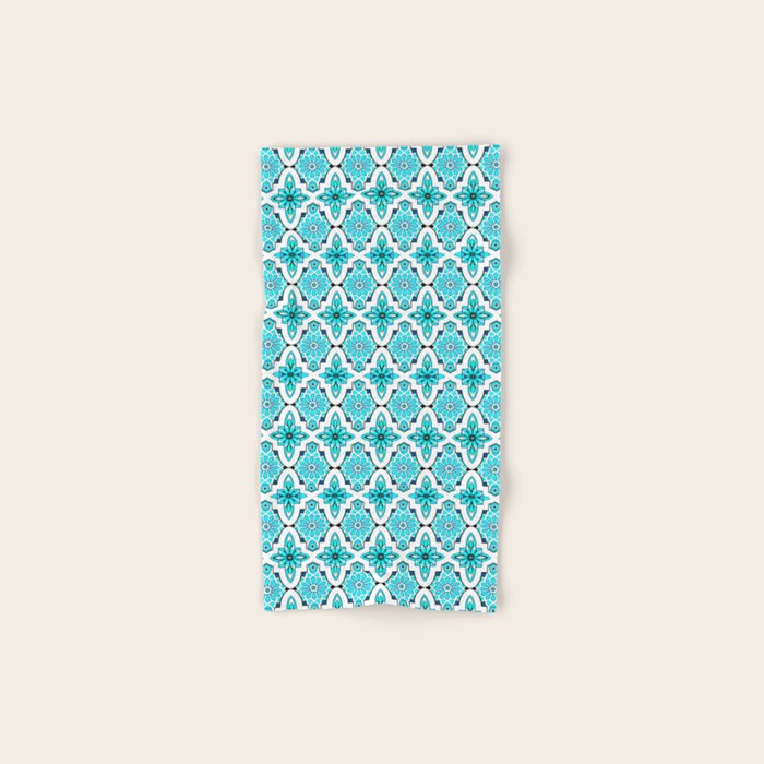 Turquoise Moroccan Tile Hand Bath Towel By Magentarose Society6 Turquoise Moroccan Tile Hand Bath Towel