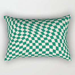 70s Retro Groovy Green Swirled Checker Pattern Rectangular Pillow