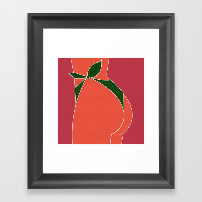 Just Peachy - Fun, Summer, Cute, Peach, Fresh, Butt Framed Art Print