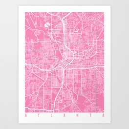 Atlanta map pink Art Print