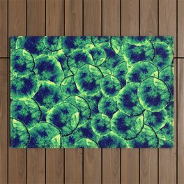 Lime & Navy Watercolor Cells Outdoor Rug