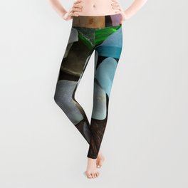 Sea glass with rocks and driftwood Leggings