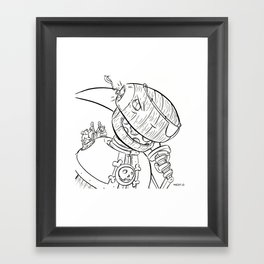 Robot Pirate - ink Framed Art Print