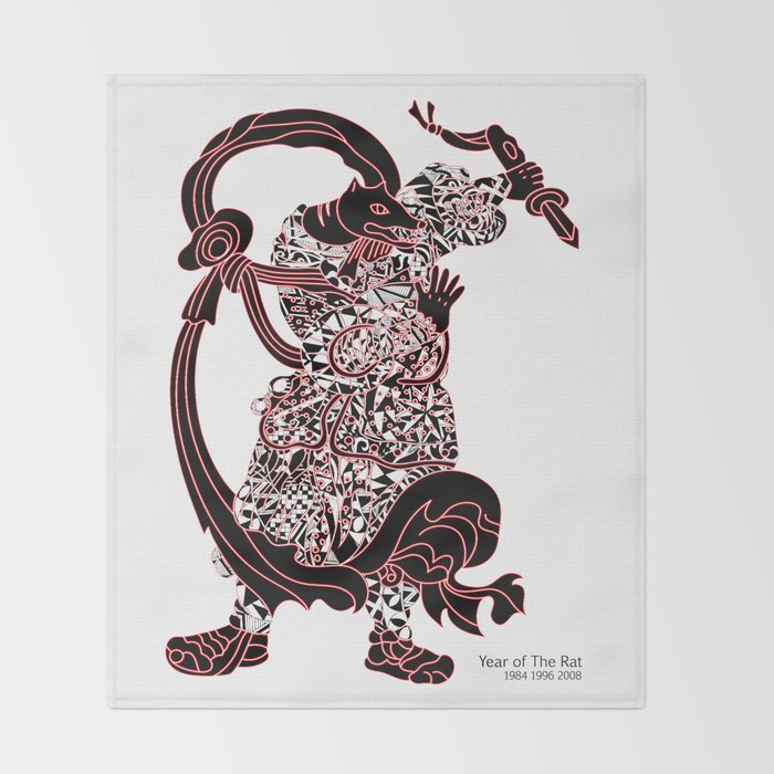 Chinese Zodiac Sign Year Of The Rat Throw Blanket By Tgrimm Society6