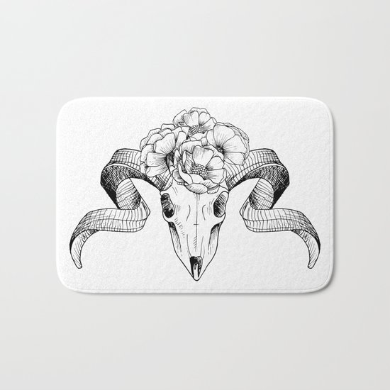Flower Head Skull Bath Mat