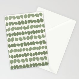 Pebbles - green pebbles on a string with a cream background Stationery Card