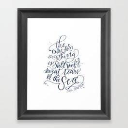 The Cure for Anything is Salt Water - Navy Watercolor Framed Art Print