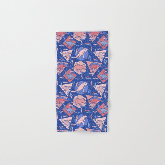 Nineties Dinosaurs Pattern - Rose Quartz and Serenity version Hand & Bath Towel