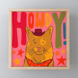 Howdy Cat Framed Mini Art Print