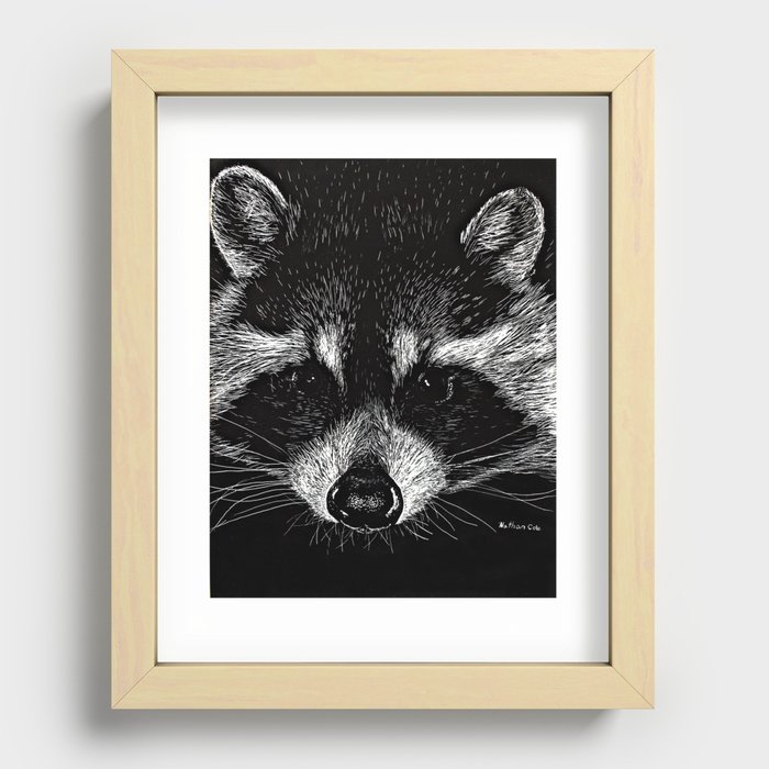 The Curious Raccoon Recessed Framed Print