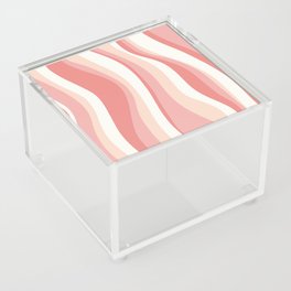 Retro Groovy Lines Abstract Pattern in Pink and Blush Acrylic Box