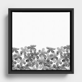 Black and White Linework Flowers Framed Canvas