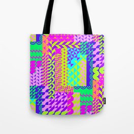 Abstract geometrical neon colors eclectic pattern Tote Bag