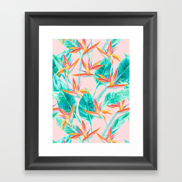 Birds of Paradise Blush Framed Art Print by Jacqueline Maldonado Society6