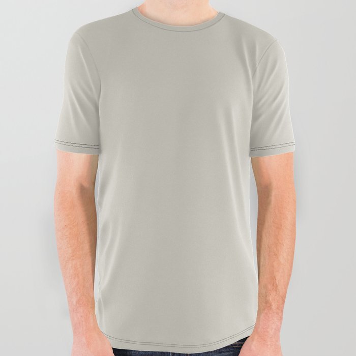 Neutral Pale Sepia Gray Greige Solid Color PPG Whiskers PPG1025-3 - All One Single Shade Hue Colour All Over Graphic Tee