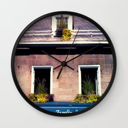Signs: Jardin Nelson Wall Clock | Photo, Oldmontreal, Montreal, Windowbox, Jardinnelson, Flowers, Quebec, Streetsigns, Travel 