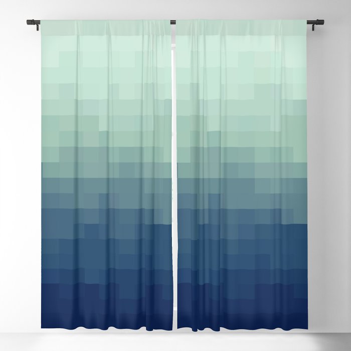 Gradient Pixel Aqua Blackout Curtain
