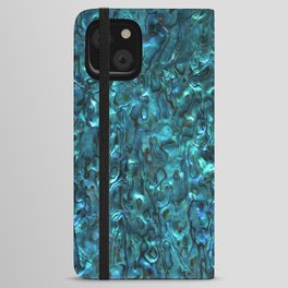 Abalone Shell | Paua Shell | Sea Shells | Patterns in Nature | Cyan Blue Tint | iPhone Wallet Case