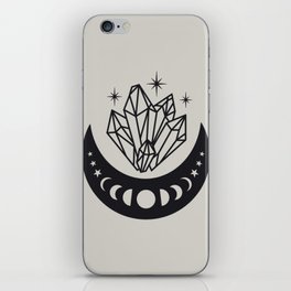 Moon Phases and Crystals Gray Boho iPhone Skin