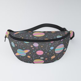 Neon Geometric Space on Black Fanny Pack