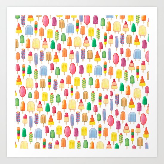 Ice Lolly, Popsicle, Ice Cream, Print. Art Print