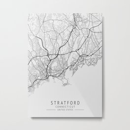 Stratford - Connecticut - US Gray Map Art Metal Print