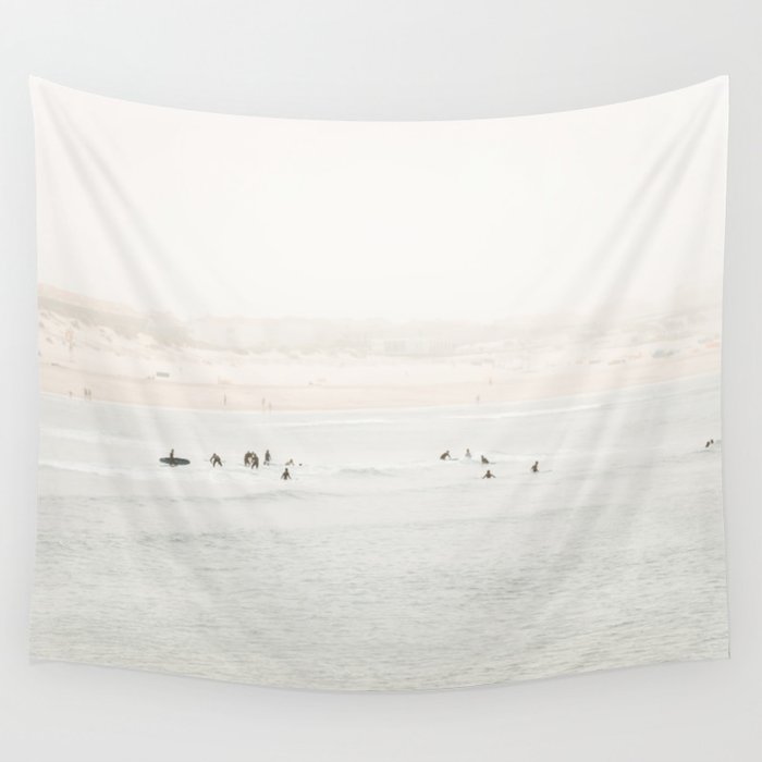 Beach Print - Surfers - Ocean - Minimal Beach - Sea - Travel photography Wall Tapestry