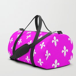 Fleur-de-Lis (White & Magenta Pattern) Duffle Bag