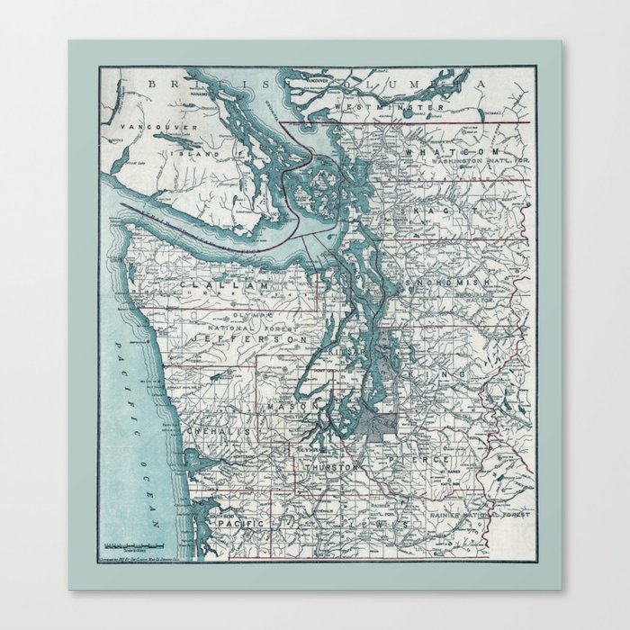 Puget Sound Map Canvas Print