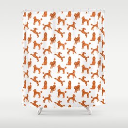 Red Poodles Pattern Shower Curtain