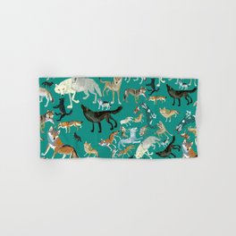 Wolves of the World Green pattern Hand & Bath Towel