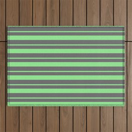 [ Thumbnail: Light Green and Dim Gray Colored Striped/Lined Pattern Outdoor Rug ]