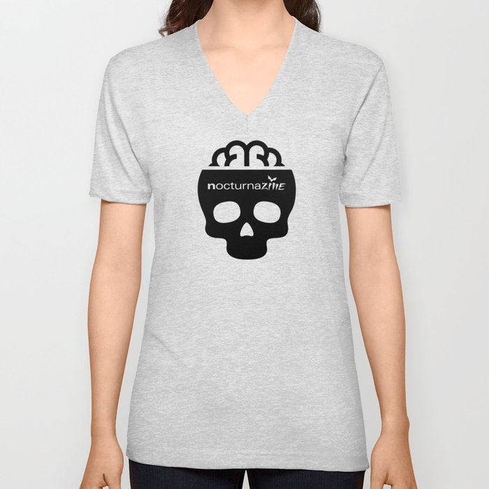 nocturnazine: Skull Logo V Neck T Shirt
