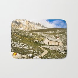 on the Mountain Bath Mat | Color, Refuge, Garibaldi, Abruzzo, Italy, Sky, Gransasso, Path, Digital, Photo 