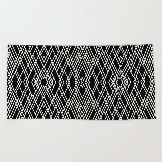 Art Deco Black and White Beach Towel