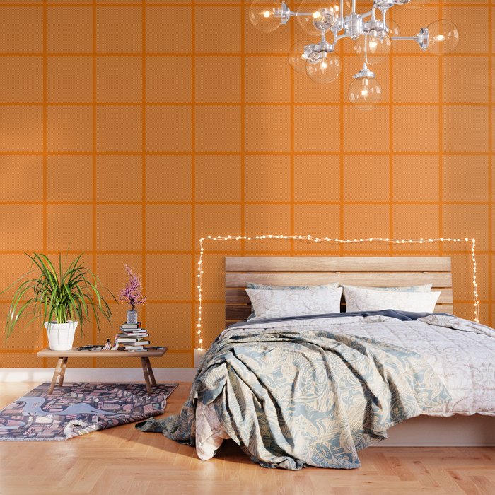 Tiny Paw Prints Pattern - Bright Orange & White Wallpaper