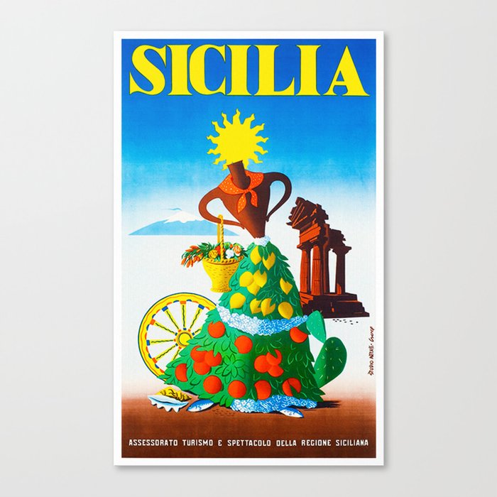 Vintage Sicilia Italia - Sicily Italy Travel Canvas Print