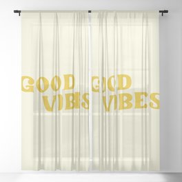 Good Vibes 2 yellow Sheer Curtain