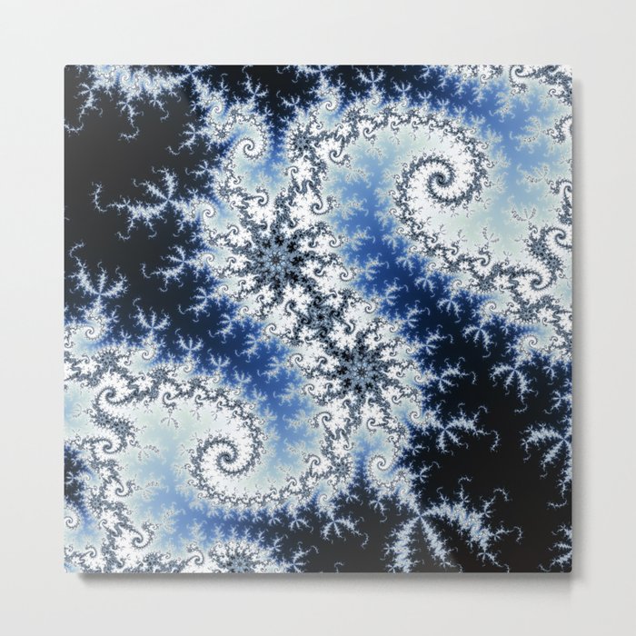 Three Blue Stars - fractal design Metal Print